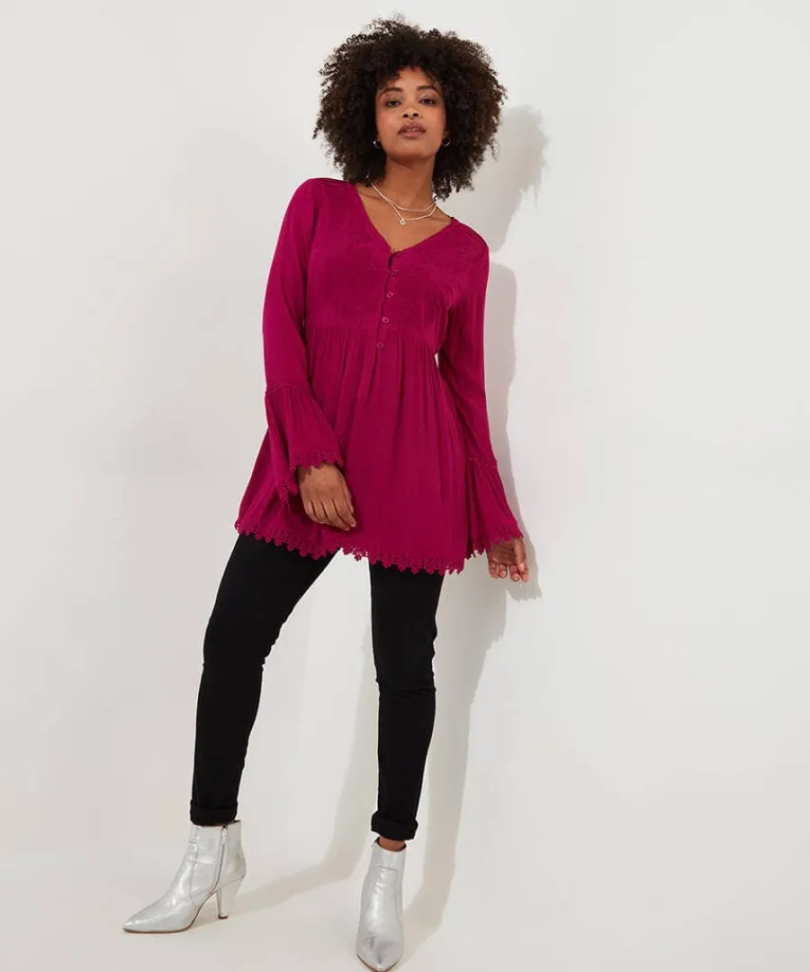 ever_so_pretty_embroidere_1.webp Sale Joe Browns Ever So Pretty Embroidered Tunic Top Pink