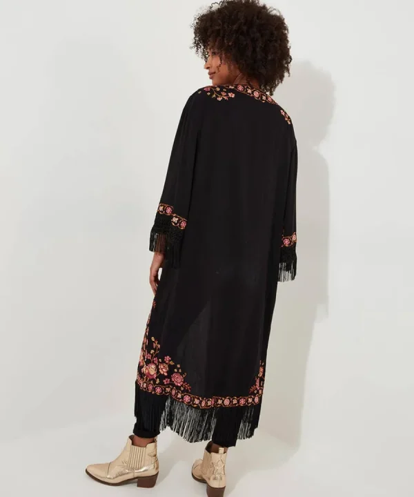 Cheap Joe Browns Exquisite Embroidered Kimono Black
