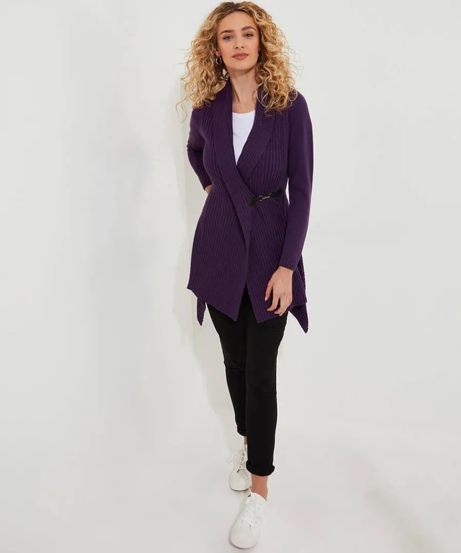 fabulous_buckle_cardigan_1.webp Sale Joe Browns Fabulous Buckle Cardigan Purple