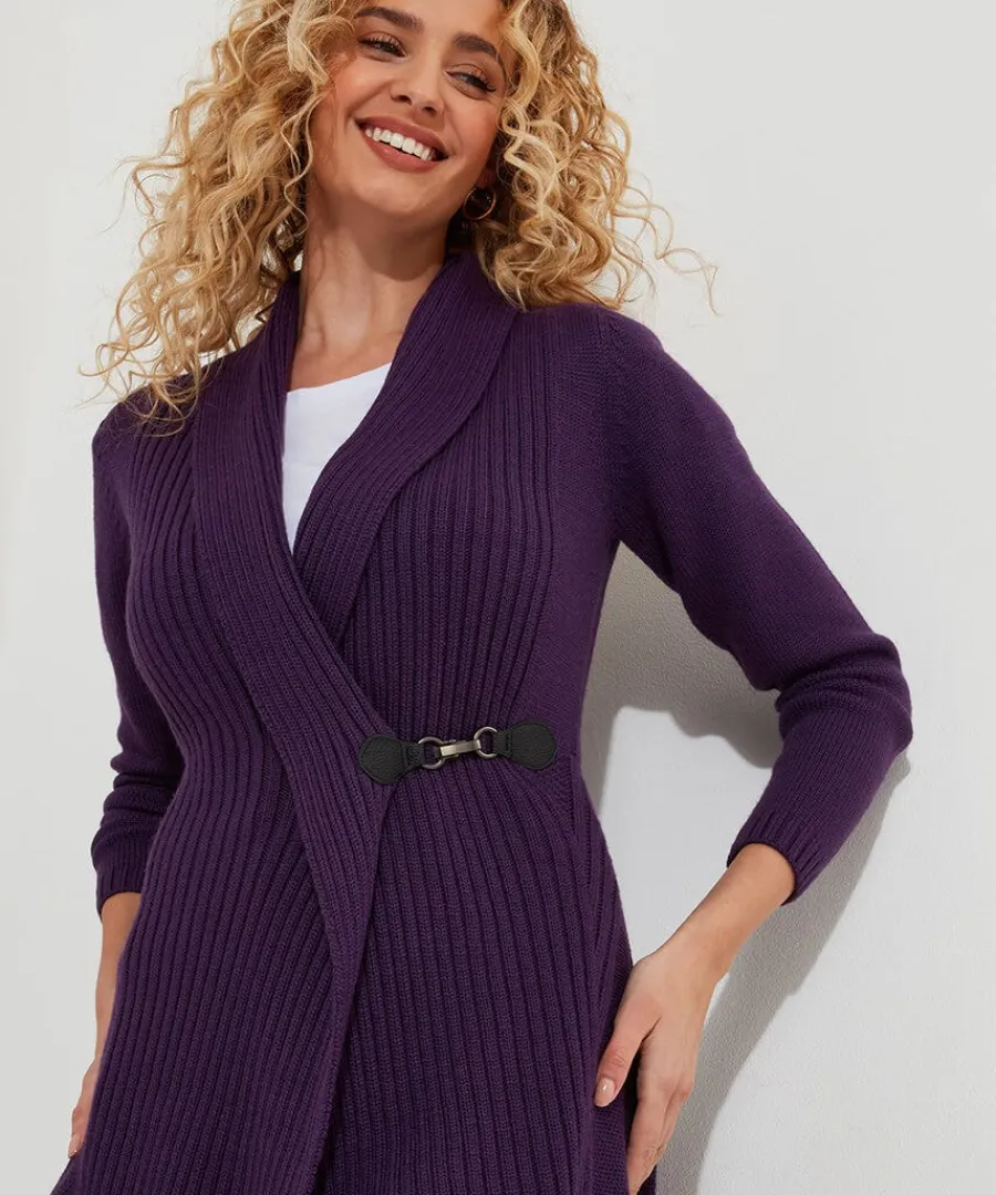 fabulous_buckle_cardigan_3.webp Sale Joe Browns Fabulous Buckle Cardigan Purple