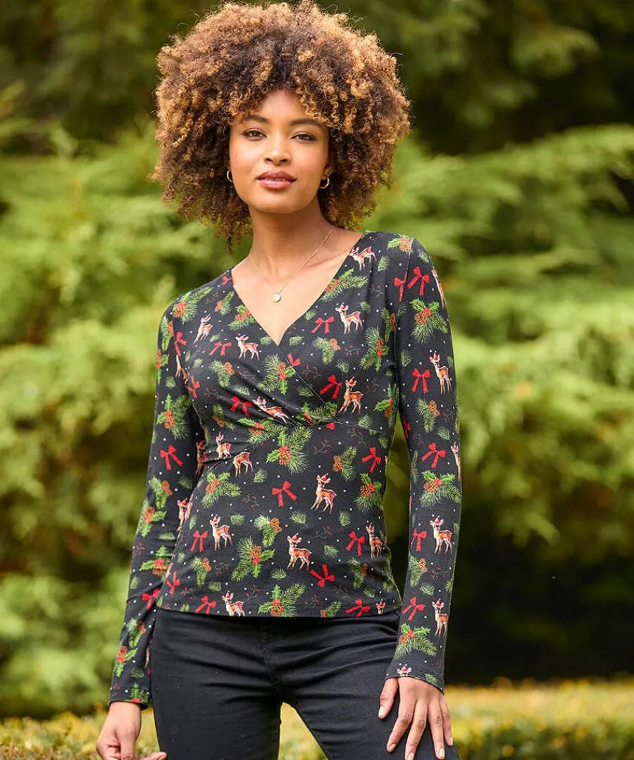 feeling_festive_jersey_wr_1.webp Cheap Joe Browns Feeling Festive Jersey Wrap Top Black