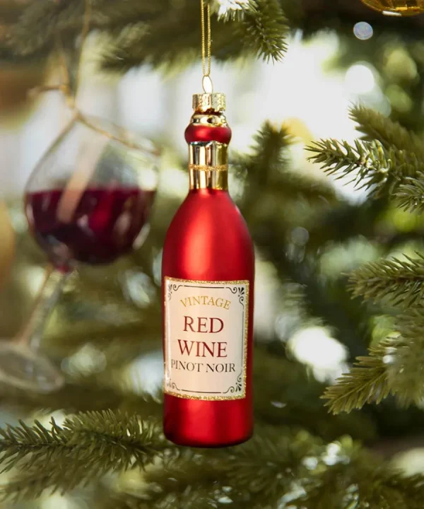 Cheap Joe Browns Feeling Merry Wine Bottle And Glass Christmas Ornaments Red