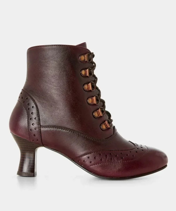 Outlet Joe Browns Fenchurch Leather Ankle Boots Burgundy