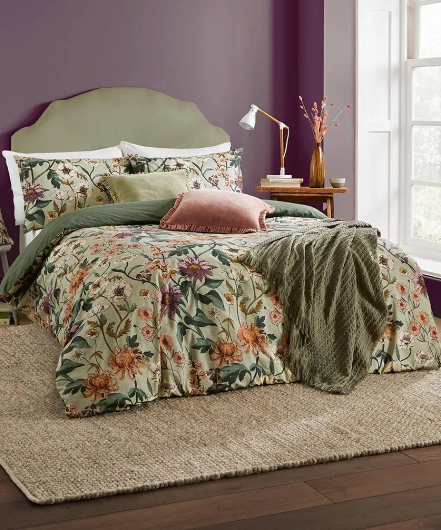 floral_harmony_cotton_slu_2.webp New Joe Browns Floral Harmony Cotton Slub Duvet Set Green