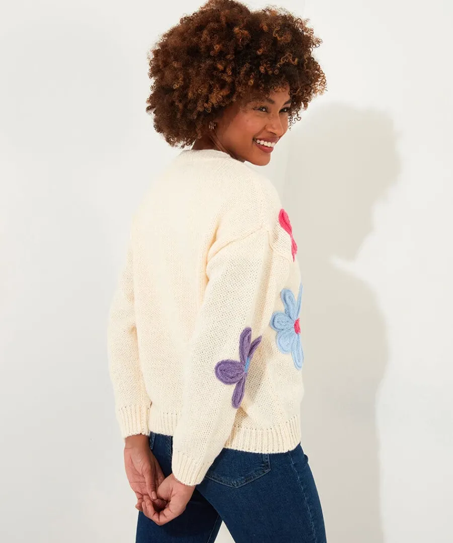 freya_floral_applique_car_3.webp Cheap Joe Browns Freya Floral Applique Cardigan Cream