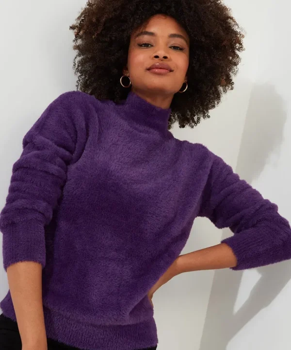 Outlet Joe Browns Fun And Fluffy High Neck Jumper Purple