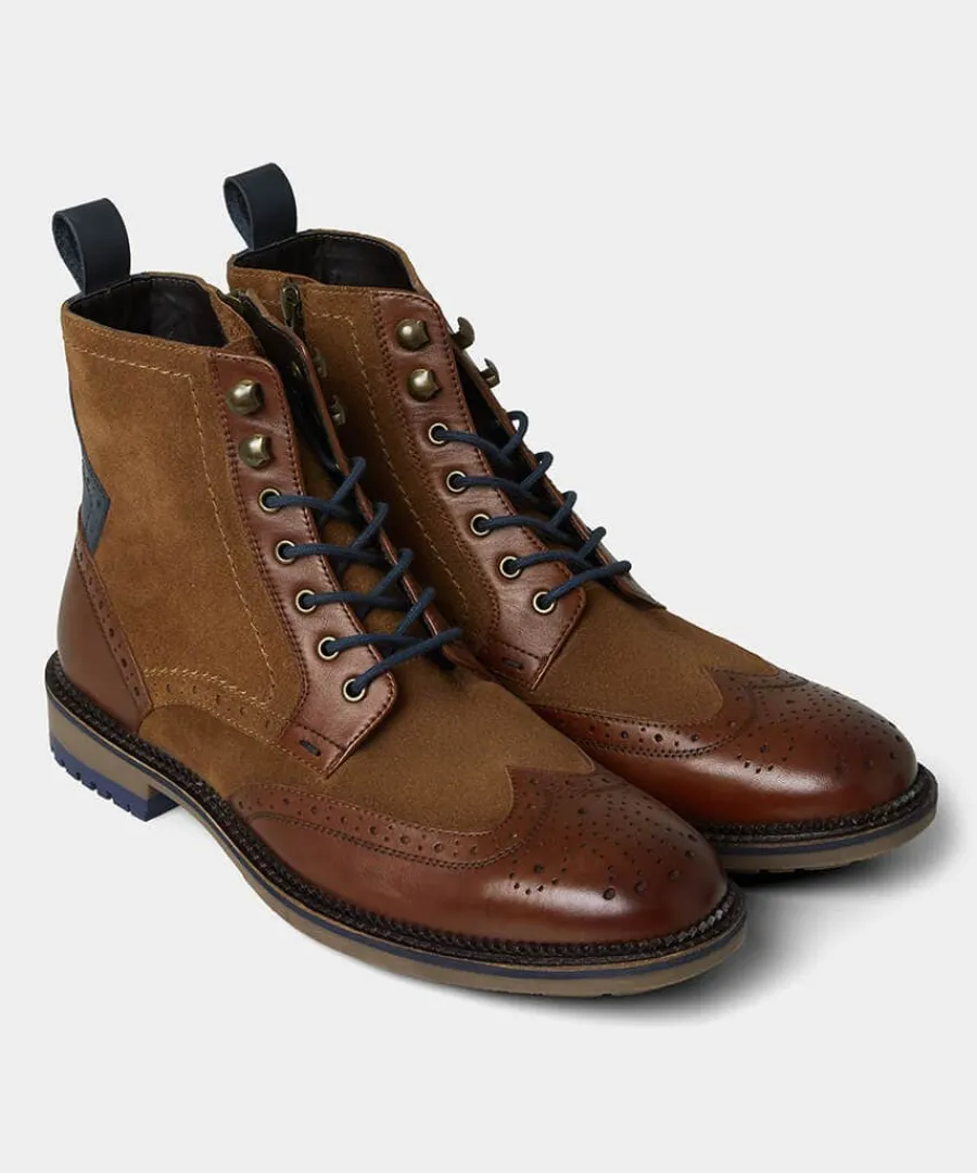 gents_club_mixed_leather__2.webp Store Joe Browns Gents Club Mixed Leather Boots Tan Multi