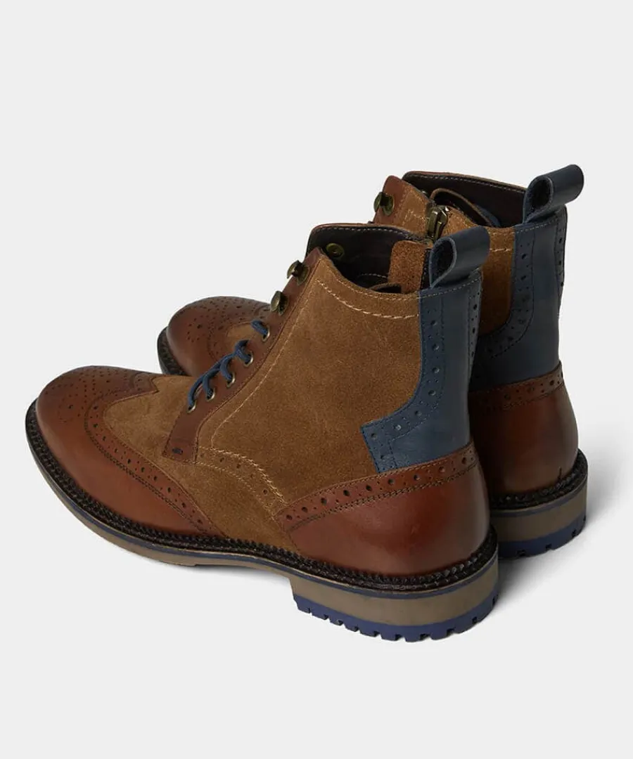 gents_club_mixed_leather__3.webp Store Joe Browns Gents Club Mixed Leather Boots Tan Multi