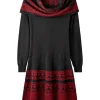 Fashion Joe Browns Glamorous Glitter Knit Dress With Snood Black