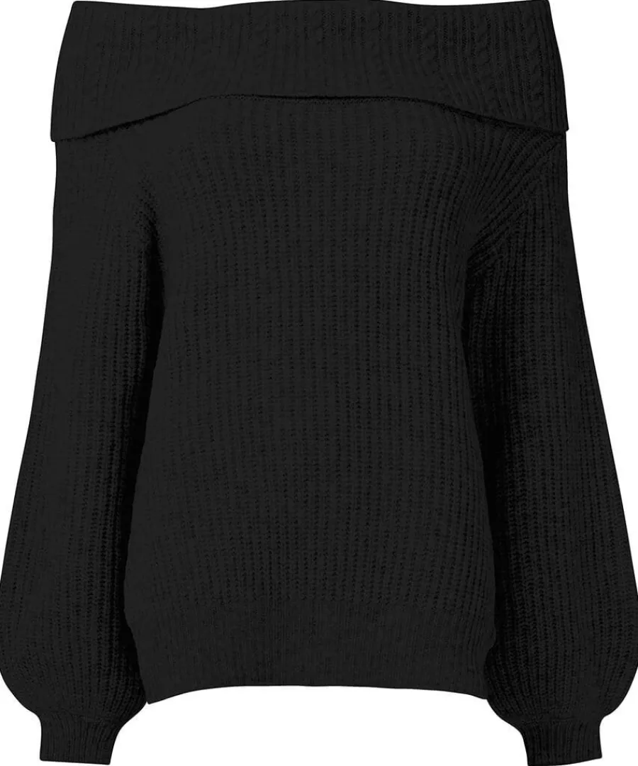 glamorous_offtheshoulder__0.webp Shop Joe Browns Glamorous Off-The-Shoulder Jumper Black / Oatmeal