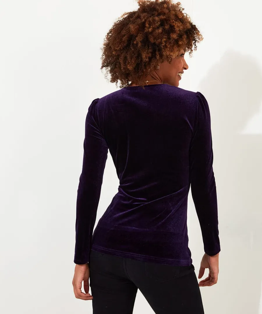 glamorous_velour_wrap_top_3.webp Sale Joe Browns Glamorous Velour Wrap Top Purple / Teal