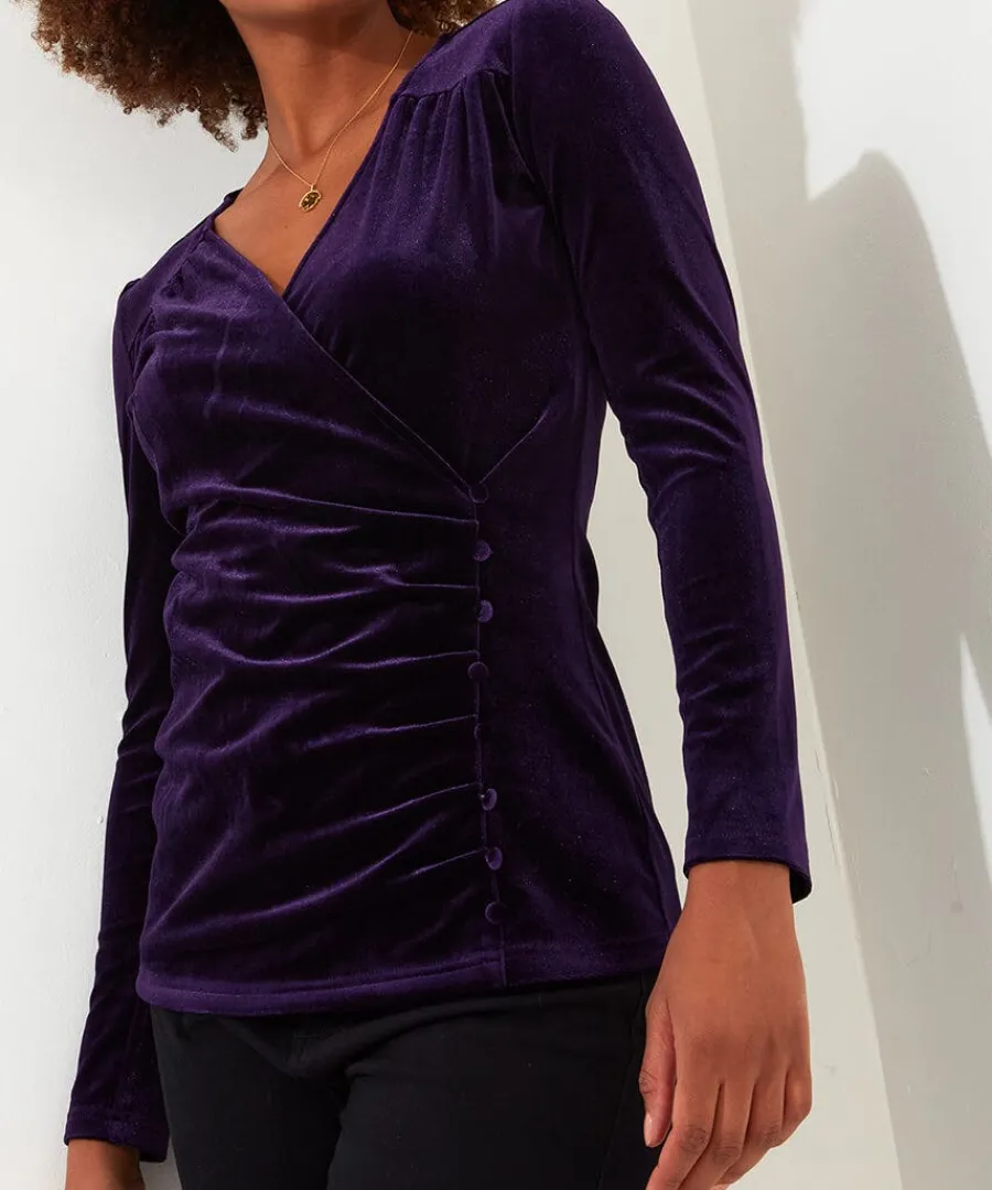 glamorous_velour_wrap_top_4.webp Sale Joe Browns Glamorous Velour Wrap Top Purple / Teal