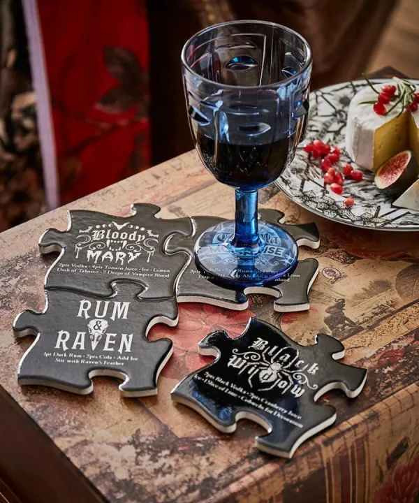 Hot Joe Browns Gothic Cocktails Jigsaw Coaster Set Black