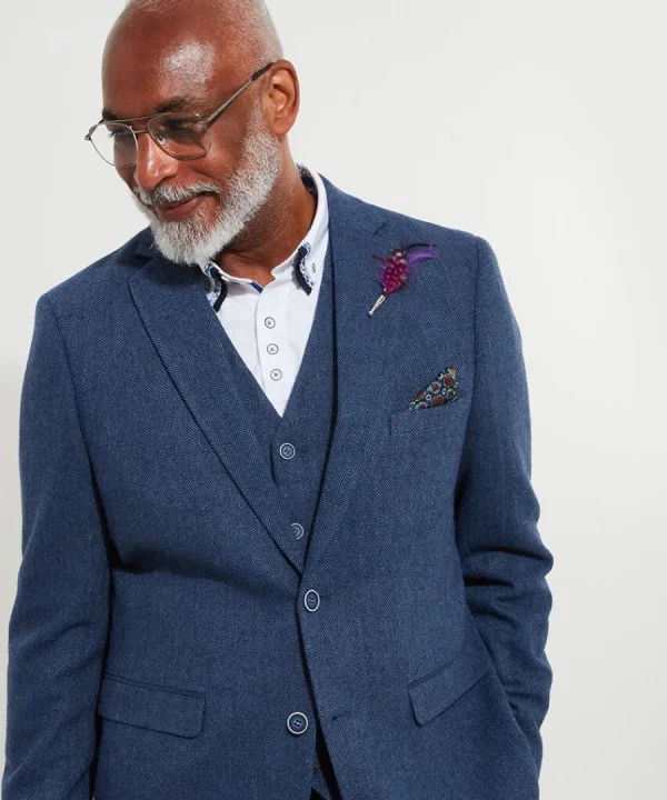 New Joe Browns Handsome Herringbone Blazer Navy