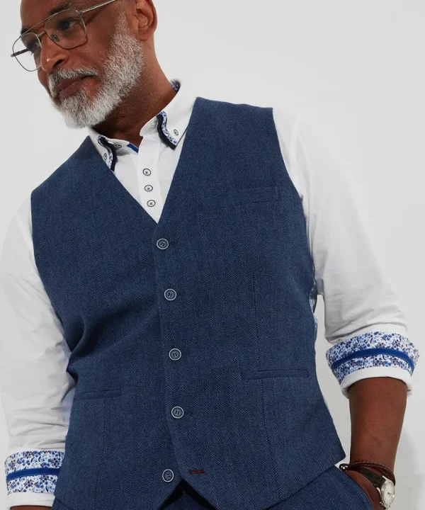 Online Joe Browns Handsome Herringbone Waistcoat Navy