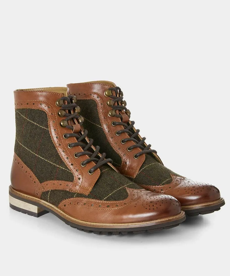 harlington_tweed_and_leat_2.webp Store Joe Browns Harlington Tweed And Leather Boots Tan Multi