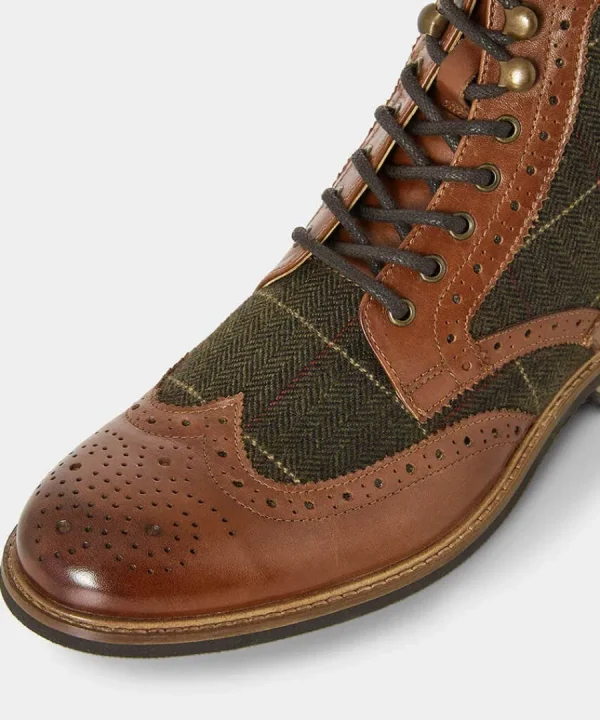 Store Joe Browns Harlington Tweed And Leather Boots Tan Multi