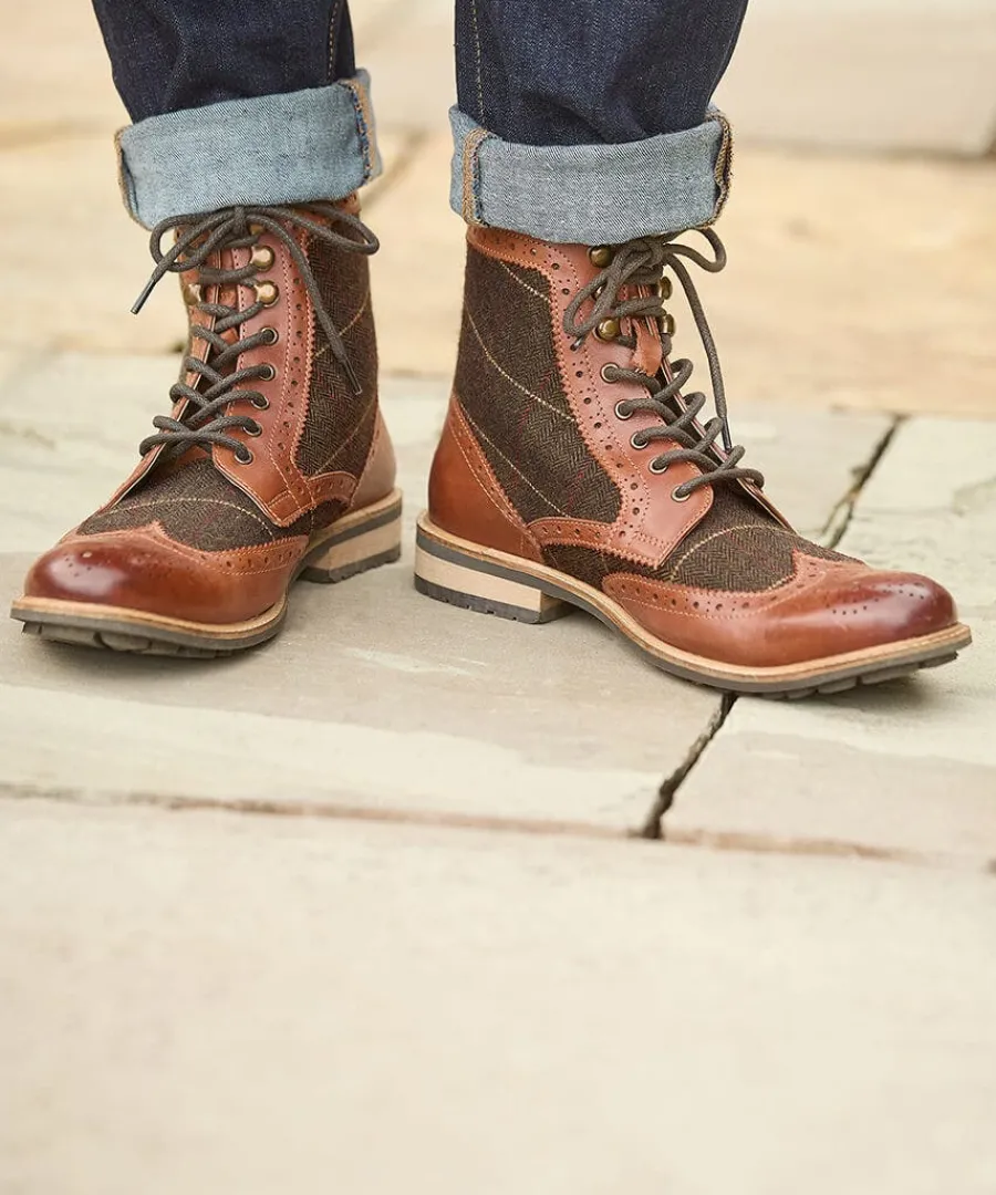 harlington_tweed_and_leat_5.webp Store Joe Browns Harlington Tweed And Leather Boots Tan Multi