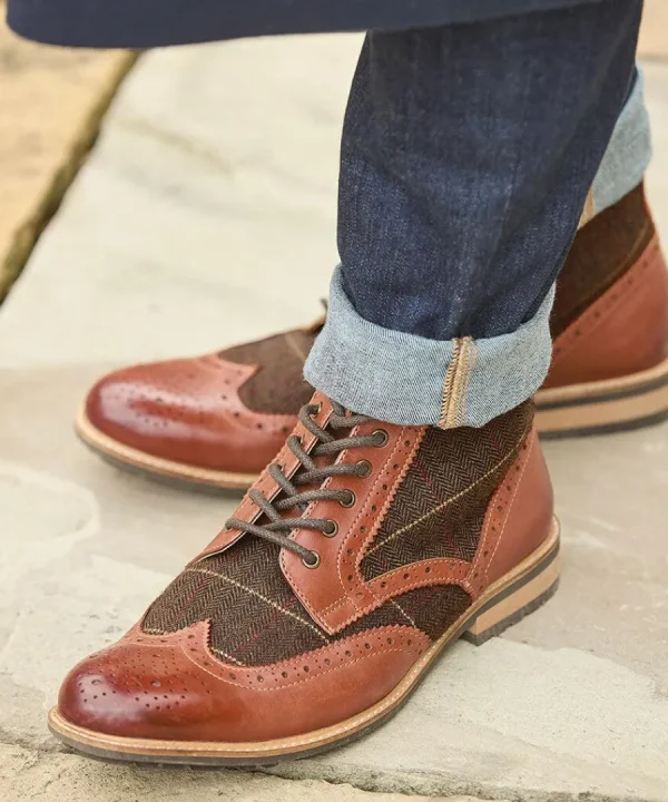 Store Joe Browns Harlington Tweed And Leather Boots Tan Multi