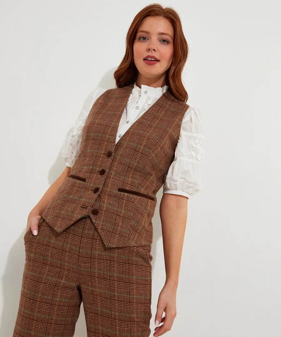 heritage_check_waistcoat_2.webp Clearance Joe Browns Heritage Check Waistcoat Brown