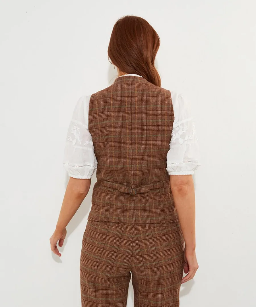 heritage_check_waistcoat_6.webp Clearance Joe Browns Heritage Check Waistcoat Brown