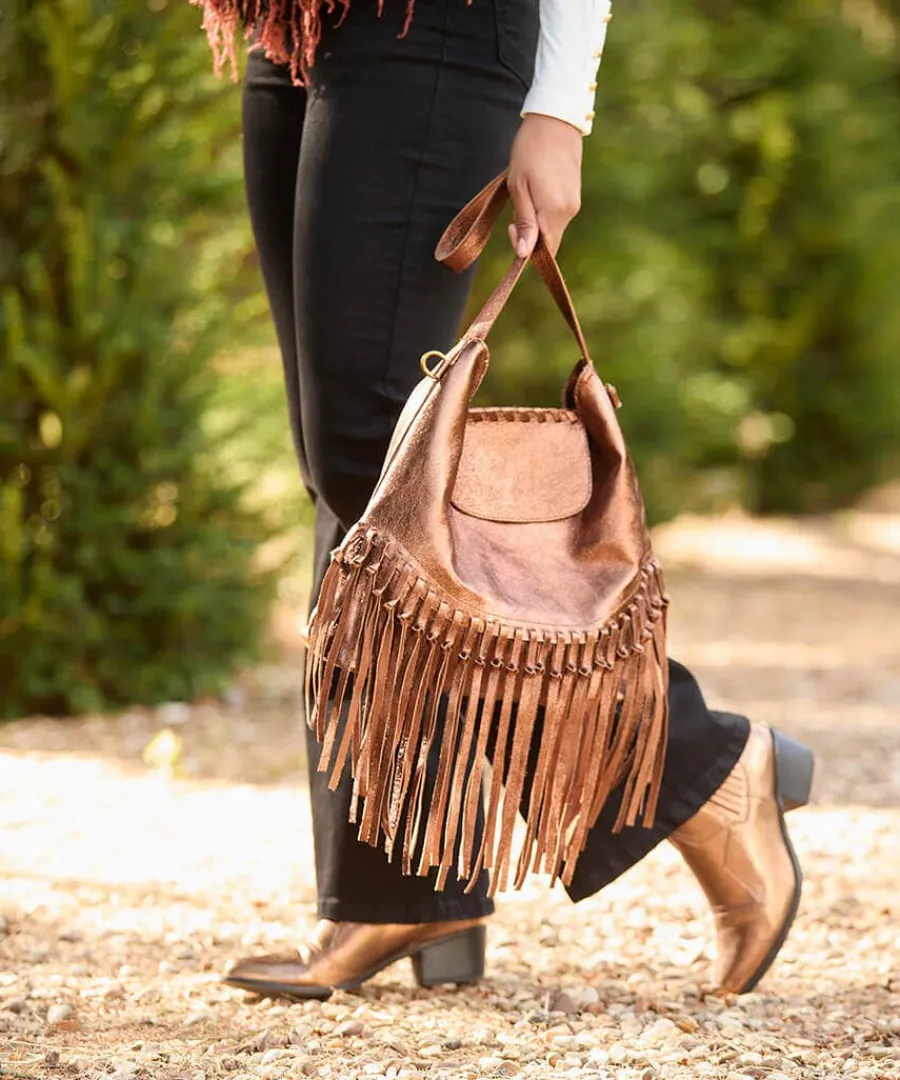 jaipur_shimmer_leather_ta_4.webp Store Joe Browns Jaipur Shimmer Leather Tassel Bag Bronze
