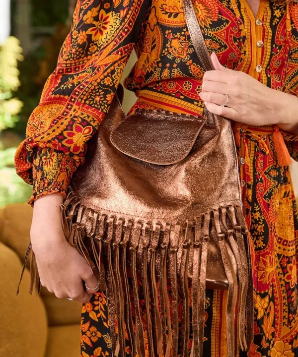 Store Joe Browns Jaipur Shimmer Leather Tassel Bag Bronze