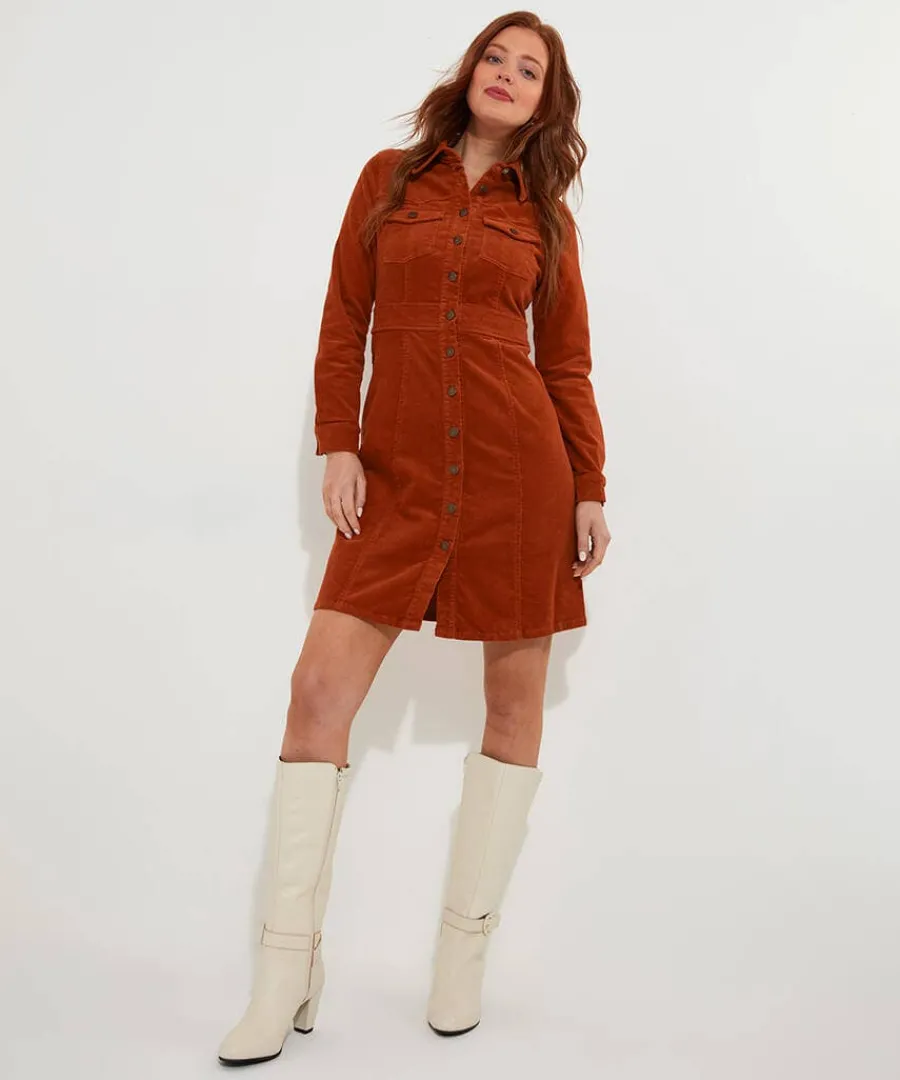 josie_cord_button_through_3.webp Online Joe Browns Josie Cord Button Through Dress Orange