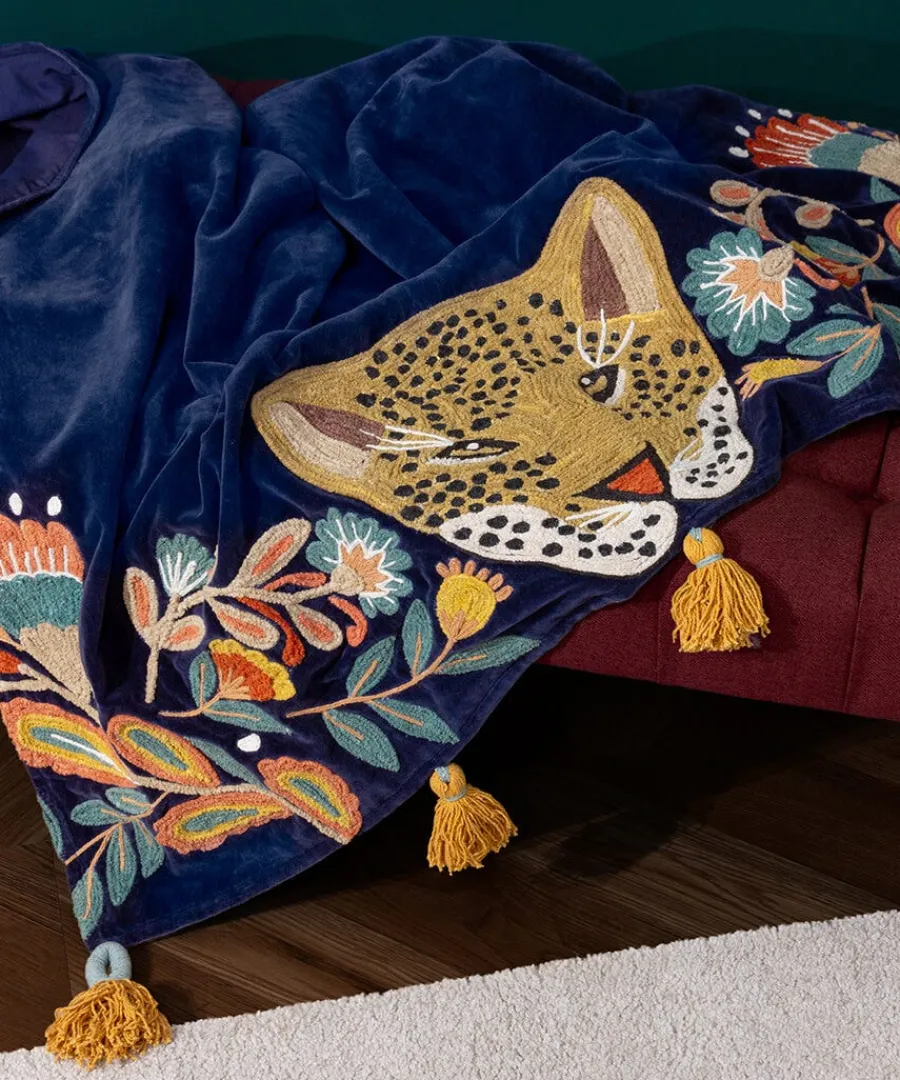 lavish_leopard_embroidere_0-1.webp Discount Joe Browns Lavish Leopard Embroidered Throw Navy