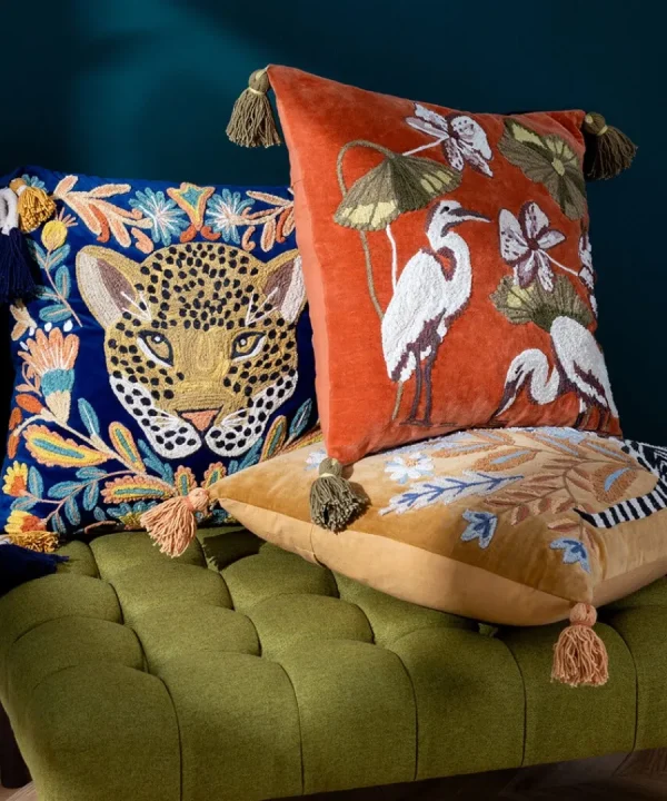 Shop Joe Browns Lavish Leopard Embroidered Cushion Navy