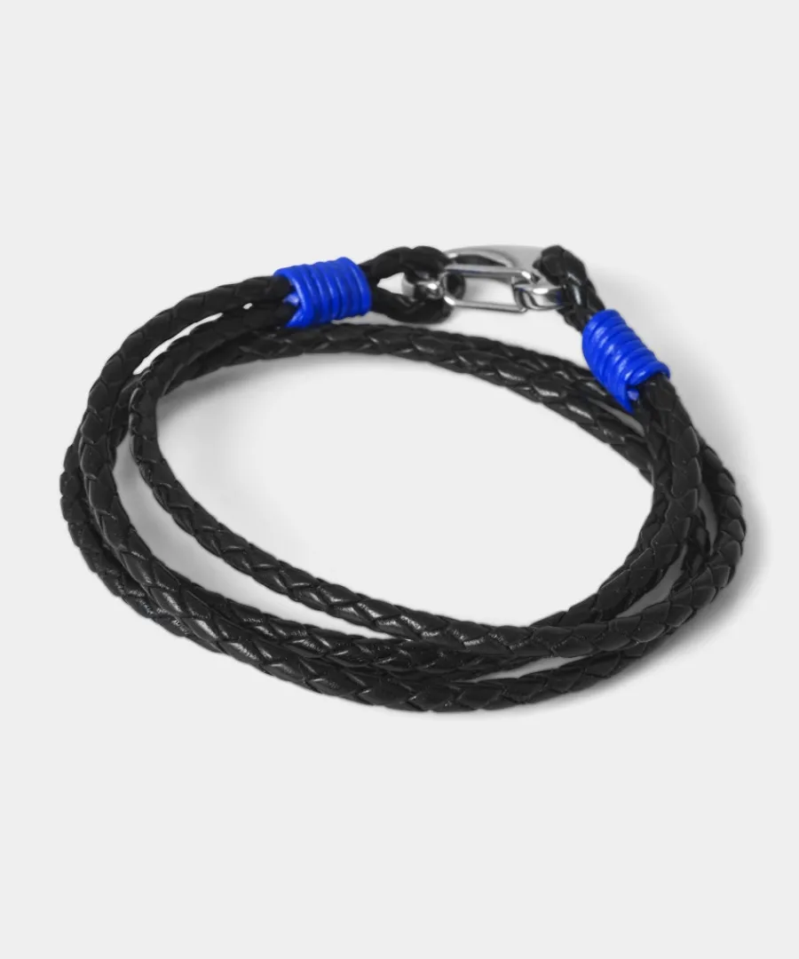 leather_colour_bound_brac_0.webp Sale Joe Browns Leather Colour Bound Bracelet Black/Cobalt / Dark Grey/Magenta