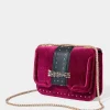 Hot Joe Browns Leopard Trim Deco Velvet Bag Dark Red