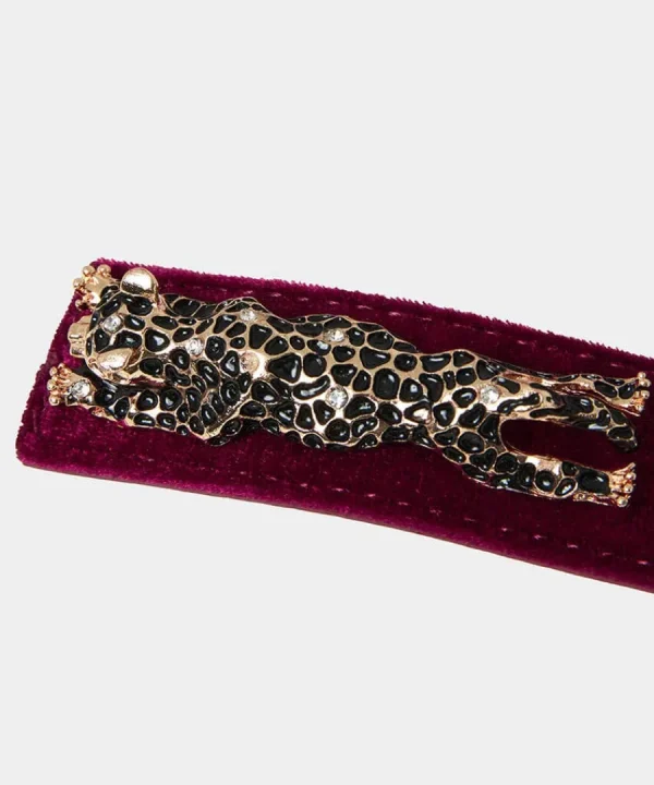 Best Sale Joe Browns Leopard Trim Deco Velvet Belt Dark Red