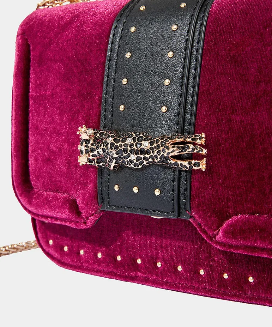 leopard_trim_deco_velvet__1.webp Hot Joe Browns Leopard Trim Deco Velvet Bag Dark Red