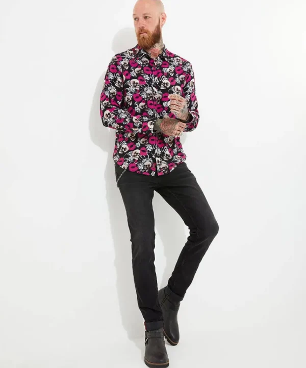 New Joe Browns Lips And Skull Shirt Black