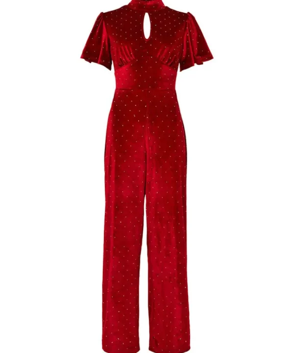 Fashion Joe Browns Loretta Velour Jumpsuit Berry