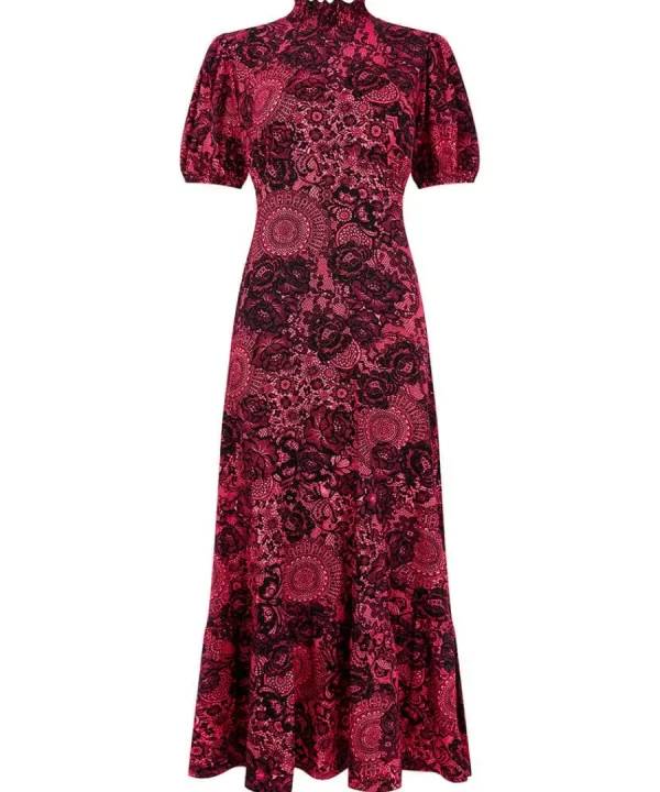 Fashion Joe Browns Lovely Lace Print Jersey Dress Pink