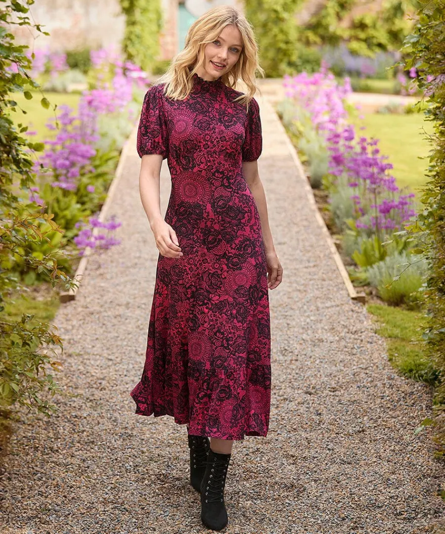 lovely_lace_print_jersey__1.webp Fashion Joe Browns Lovely Lace Print Jersey Dress Pink