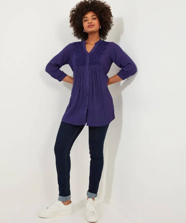 Flash Sale Joe Browns Lovely Lace Trim Blouse Deep Purple