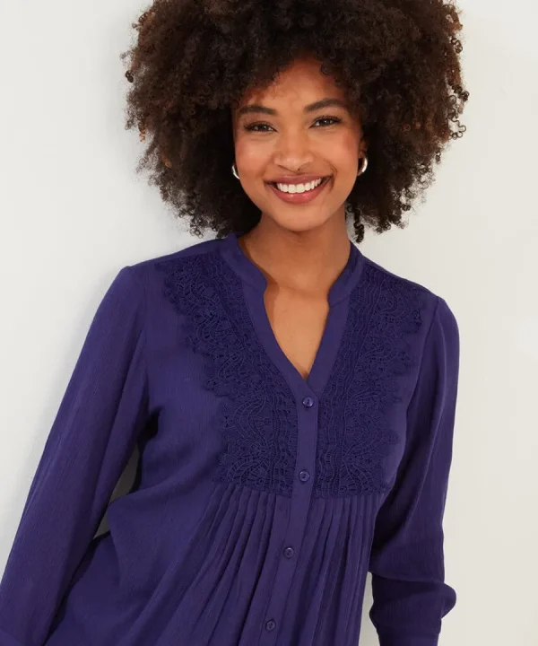 Flash Sale Joe Browns Lovely Lace Trim Blouse Deep Purple