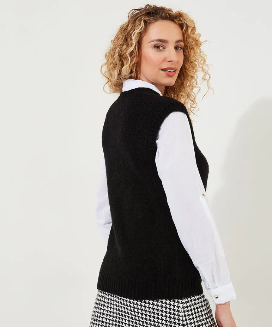 lucy_knitted_vest_3.webp Online Joe Browns Lucy Knitted Vest Black / Orange