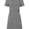 New Joe Browns Lulu Dogstooth Stretch Jacquard Dress Black / White