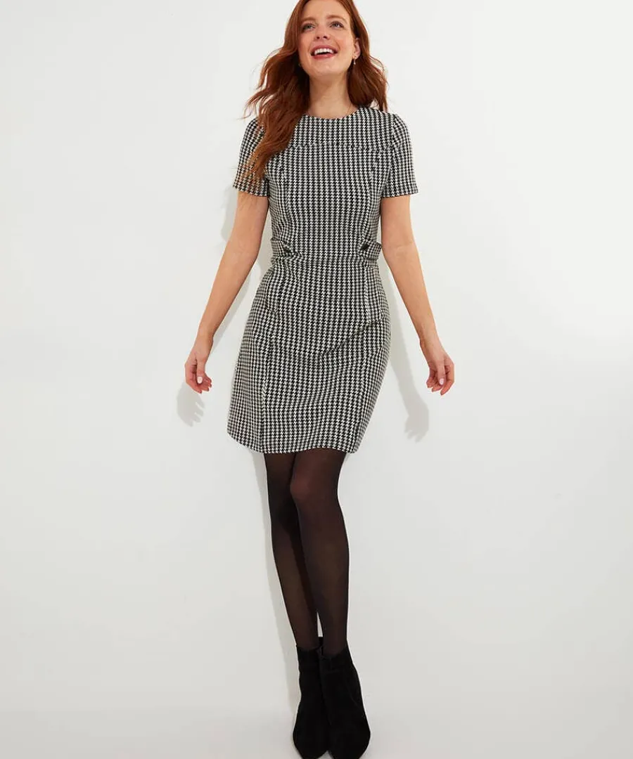 lulu_dogstooth_stretch_ja_2.webp New Joe Browns Lulu Dogstooth Stretch Jacquard Dress Black / White