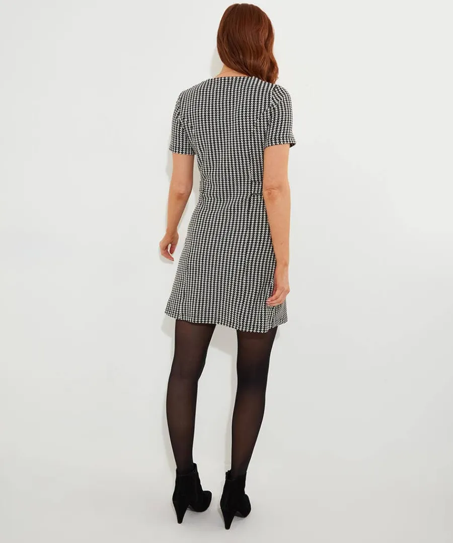 lulu_dogstooth_stretch_ja_3.webp New Joe Browns Lulu Dogstooth Stretch Jacquard Dress Black / White