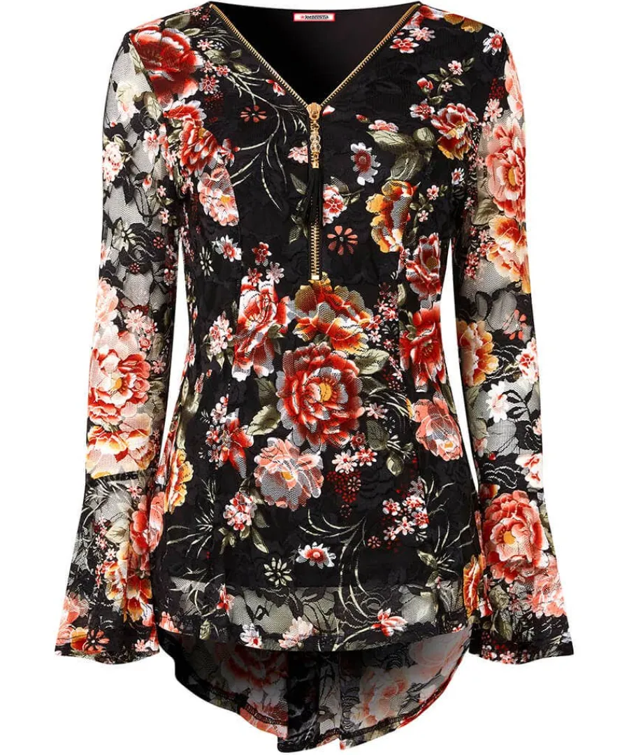macy_lace_zip_top_0.webp Store Joe Browns Macy Lace Zip Top Black