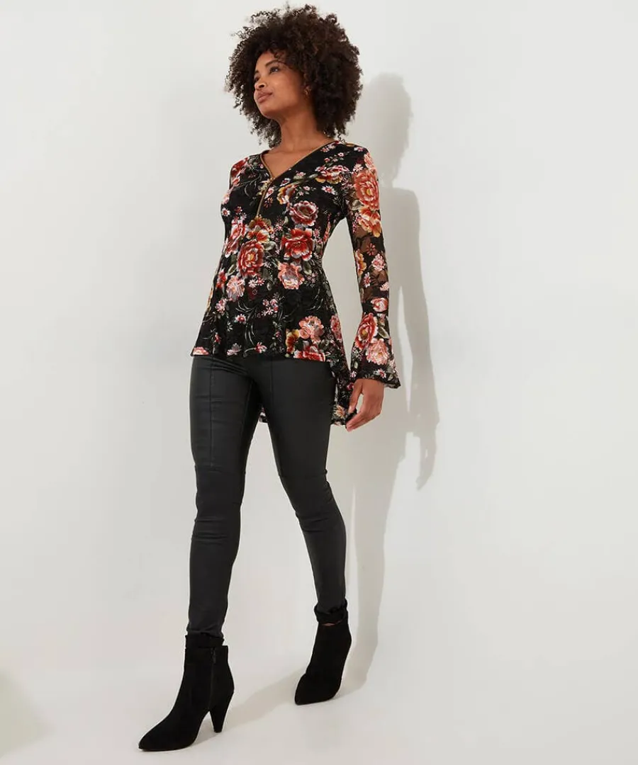 macy_lace_zip_top_1.webp Store Joe Browns Macy Lace Zip Top Black