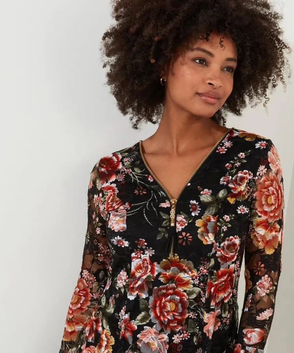 Store Joe Browns Macy Lace Zip Top Black