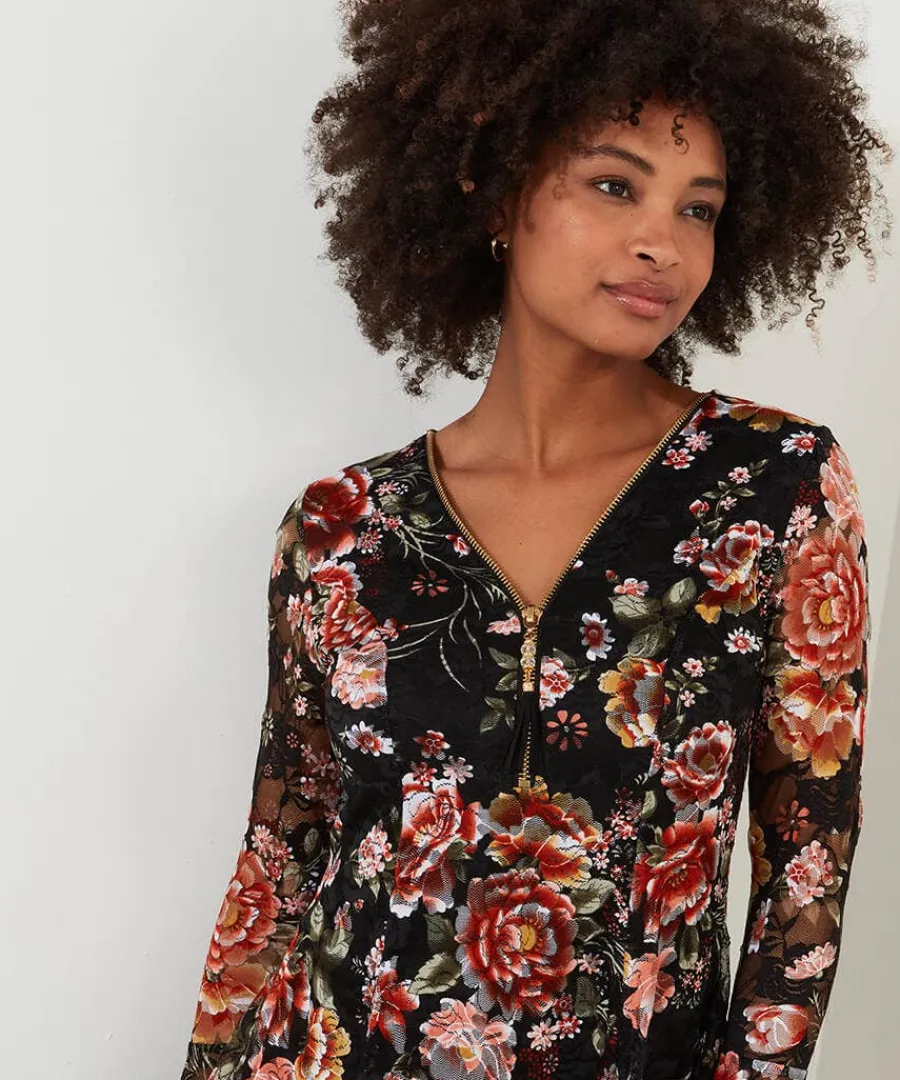 macy_lace_zip_top_3.webp Store Joe Browns Macy Lace Zip Top Black