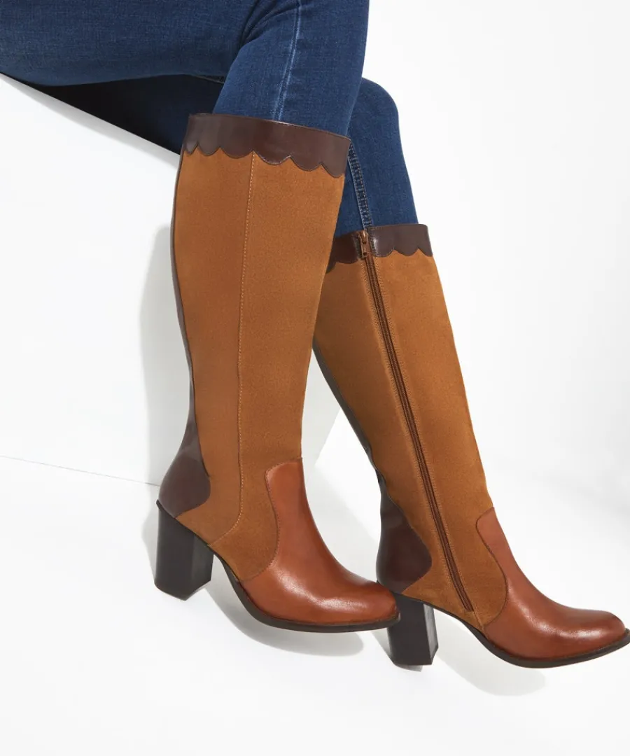 made_you_look_suede_leath_0.webp New Joe Browns Made You Look Suede Leather Boots Tan Multi