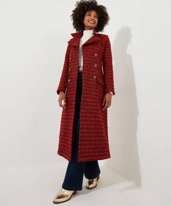 Fashion Joe Browns Maya Tweed Maxi Coat Burnt Orange